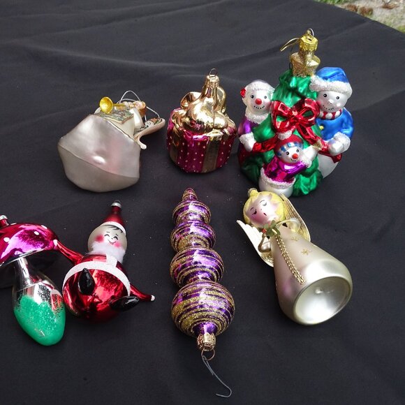 7 Vintage Mercury Blown Glass Christmas Ornaments Assorted - Picture 1 of 7